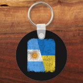 Porte-clés Drapeau Argentin Ukrainien Moitié Moitié Fierté Hé (Recto)