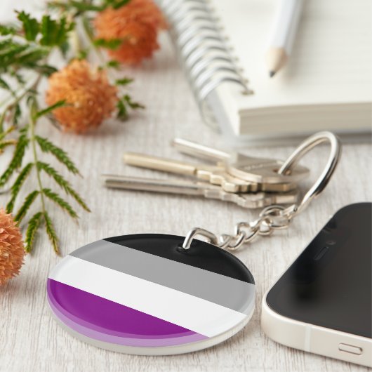 Porte-clés Drapeau asexuel de fierté (Devant droit)