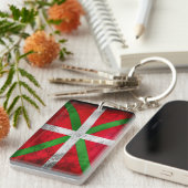 Porte-clés Drapeau Basque affligé de style : Ikurriña, (Devant droit)