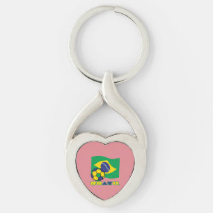 Porte-clés Drapeau brésilien Brésil Ballon de football