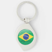 Porte-clés Drapeau brésilien rond brillant (Devant)