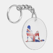 Porte-clés Drapeau britannique de silhouette de fille (Devant gauche)