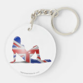 Porte-clés Drapeau britannique de silhouette de fille (Dos)