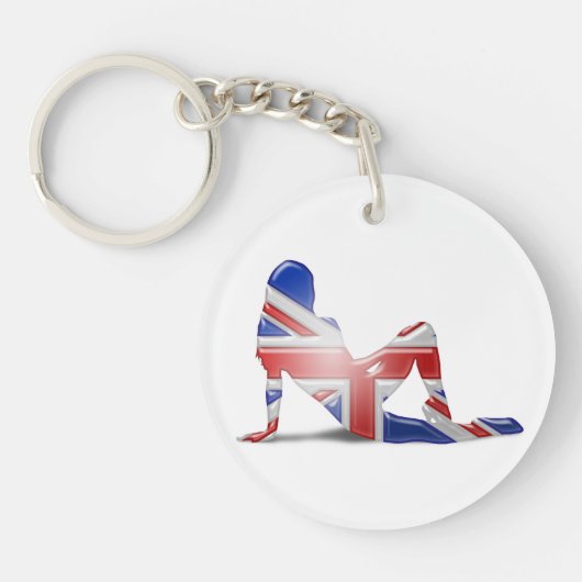 Porte-clés Drapeau britannique de silhouette de fille (Devant)