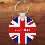 Porte-clés Drapeau britannique porte - clé | Design de prise<br><div class="desc">Drapeau britannique porte - clé | Union jack design. Idée cadeau la moins chère pour les événements royaux et nationaux britanniques. Couleurs anglaises rouge blanc et bleu. Texte personnalisé.</div>