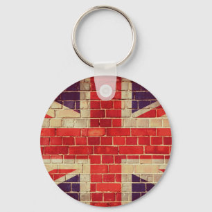Porte-clés Drapeau britannique vintage sur un mur de briques