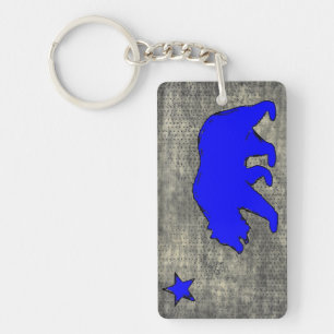 Porte-clés Drapeau californien néon bleu ours porte - clé