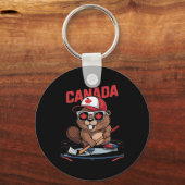 Porte-clés Drapeau canadien Feuille d'érable Castor Bâton de (Recto)