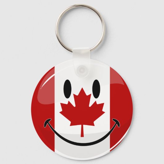 Porte-clés Drapeau canadien souriant brillant (Recto)