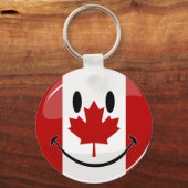 Porte-clés Drapeau canadien souriant brillant (Recto)