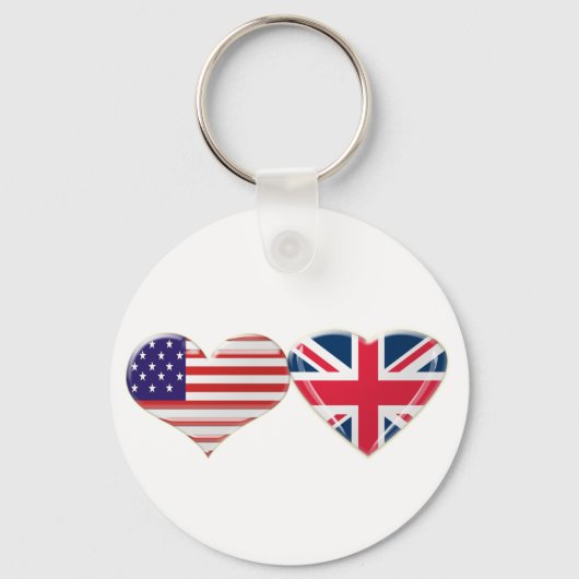 Porte-clés Drapeau cardiaque américain et britannique (Recto)