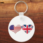 Porte-clés Drapeau cardiaque américain et britannique (Recto)