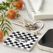 Porte-clés Drapeau Checker et voitures de course (Devant Droit)