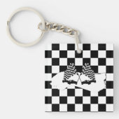 Porte-clés Drapeau Checker et voitures de course (Devant)