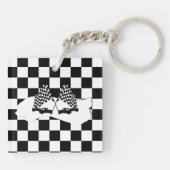 Porte-clés Drapeau Checker et voitures de course (Dos)