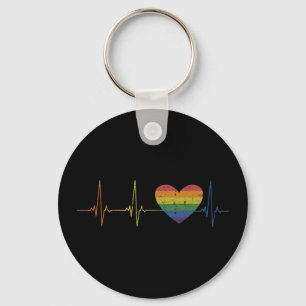 Porte-clés Drapeau coeur arc-en-ciel battement de coeur sensi
