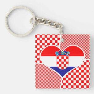 Porte-clés Drapeau croate dans Heart Hrvatska Zastava