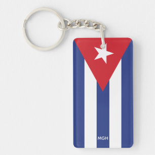 Porte-clés Drapeau Cuba - Monogramme personnalisé