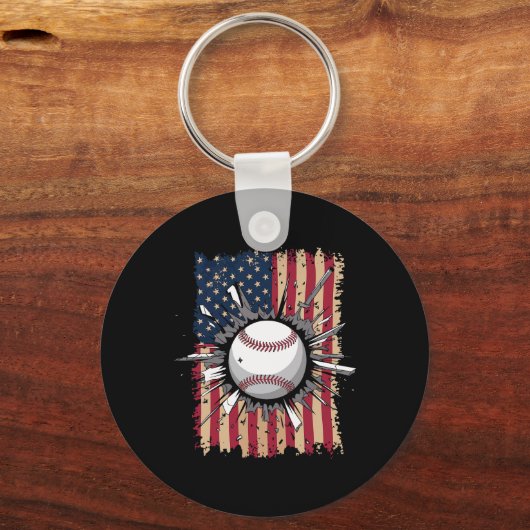 Porte-clés Drapeau de baseball Us (Recto)
