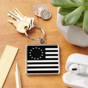 Porte-clés Drapeau de Betsy Ross en noir : Cercle d'étoiles a