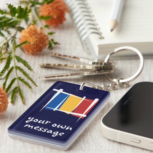 Porte-clés Drapeau de brosse de la Roumanie (Devant droit)