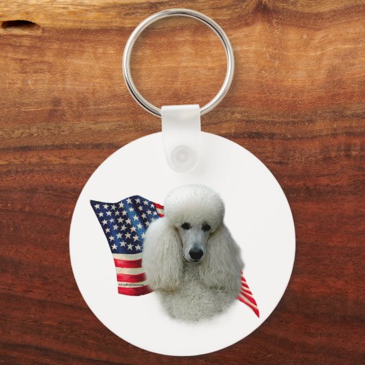 Porte-clés Drapeau de caniche (blanc) (Verso)