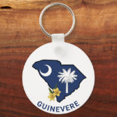 Porte-clés Drapeau de Caroline du Sud et Fleur Jessamine Jaun (Recto)