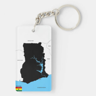 Porte-clés drapeau de carte de pays du Ghana