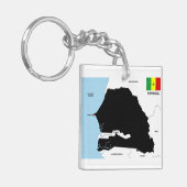 Porte-clés drapeau de carte de pays du Sénégal (Devant gauche)