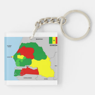 Porte-clés drapeau de carte de pays du Sénégal