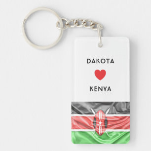 Porte-clés Drapeau de coeur de la coutume I du Kenya