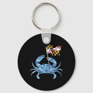 Porte-clés Drapeau de crabe bleu du Maryland Vacances en fami
