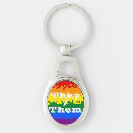 Porte-clés Drapeau de fierté gay personnalisable Funky Boho a (Devant)