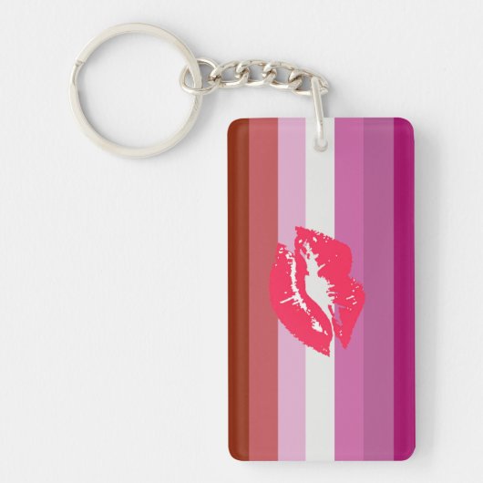 Porte-clés Drapeau de fierté lesbienne au rouge à lèvres (Devant)
