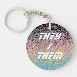 Porte-clés Drapeau de fierté polygender pixelisé funky tripan