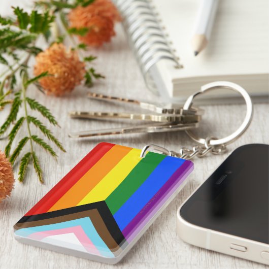 Porte-clés Drapeau de fierté Progress Pride de SlipperyJoe si (Devant droit)