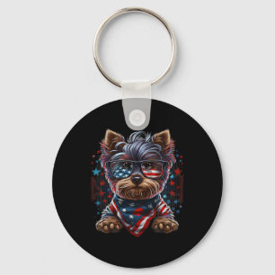 Porte-clés Drapeau de Juillet Patriotique Yorkie Dog Us