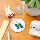 Porte-clés Drapeau de la Barbade avec Bugle Patriotique Caraï