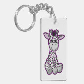 Porte-clés Drapeau de la Fierté d'Ace mignonne Giraffe violet (Devant gauche)