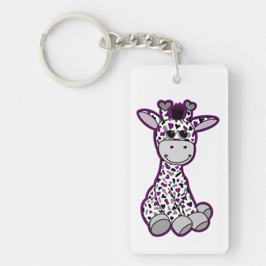 Porte-clés Drapeau de la Fierté d'Ace mignonne Giraffe violet (Devant)