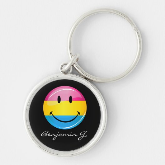 Porte-clés Drapeau de la Fierté Pansexuelle Souriante (Devant)