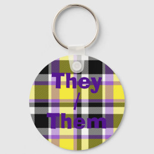 Porte-clés Drapeau de la Fierté Plaid Non binaire Boho Eclect