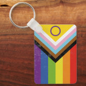 Porte-clés Drapeau de la fierté progressiste incluant les per (Recto)