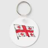 Porte-clés Drapeau de la Géorgie rouge et blanc avec cinq cro (Recto)