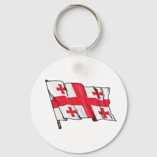 Porte-clés Drapeau de la Géorgie rouge et blanc avec cinq cro (Recto)
