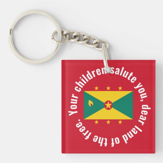 Porte-clés Drapeau de la Guyane Hymne national Rouge Vert Jau (Devant)
