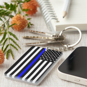 Porte-clés Drapeau de la ligne bleue mince (États-Unis)