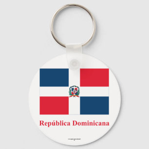Porte-clés Drapeau de la République Dominicaine avec le nom