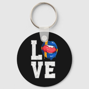 Porte-clés Drapeau de la Suède Fan de foot Amour Suédois T Sh