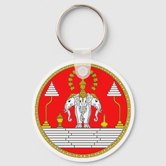 PORTE-CLÉS DRAPEAU DE LAOS TROIS TÊTE ÉLÉPHANT (Recto)